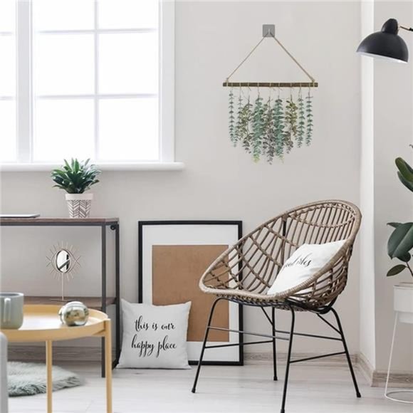 Artificial Eucalyptus Greenery Hanging Wall Decor Vines Plants with Wooden Stick - Picture 6 of 7